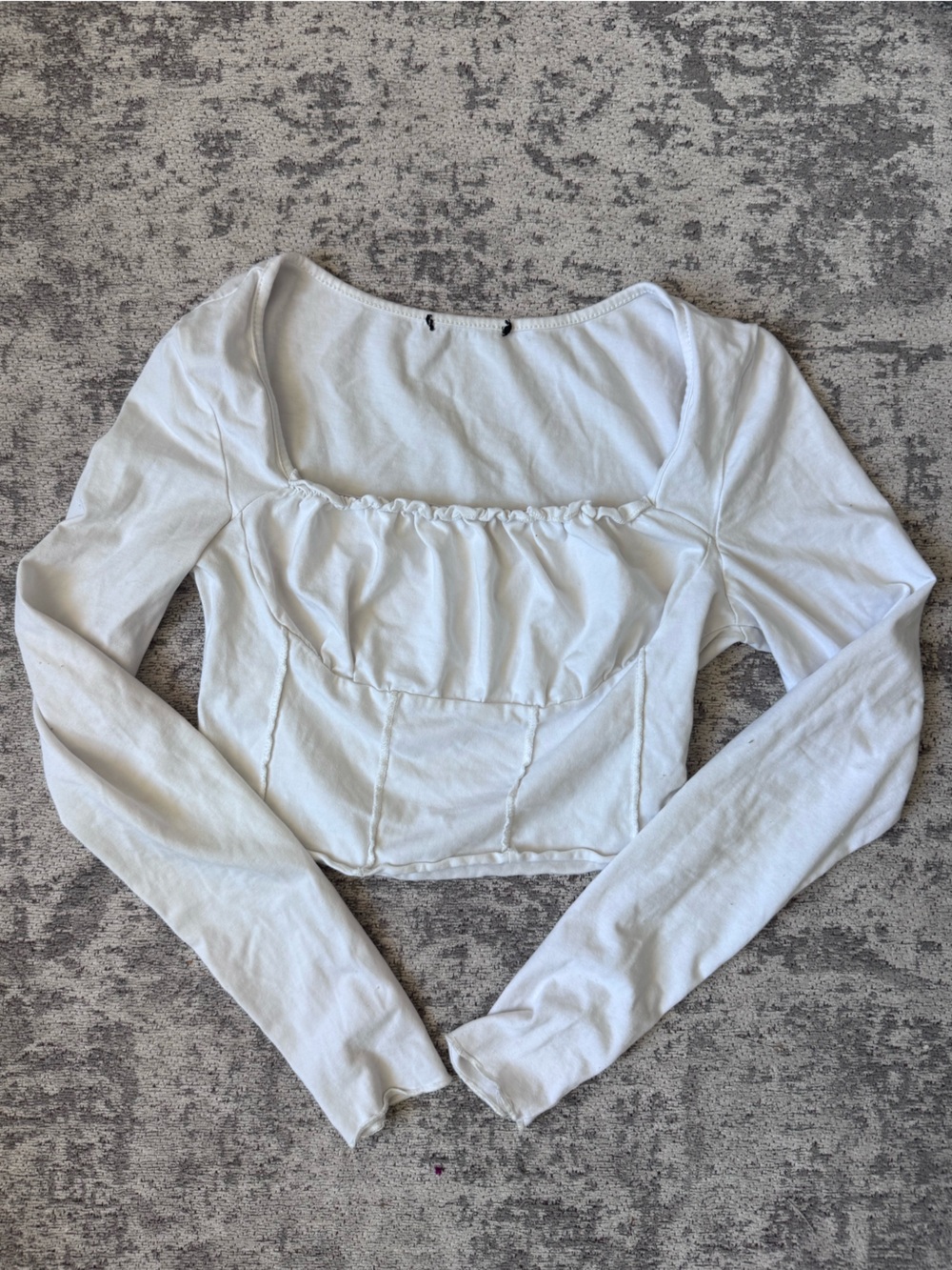 White Long-Sleeve Cropped Bustier Top